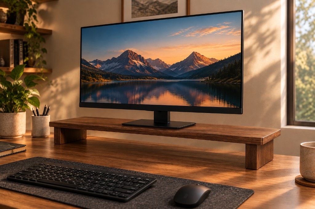 Rovik Monitor Stand on a desk